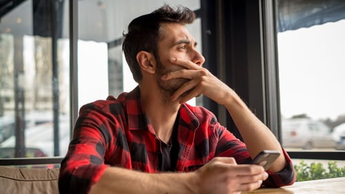 Stressed looking restaurant worker