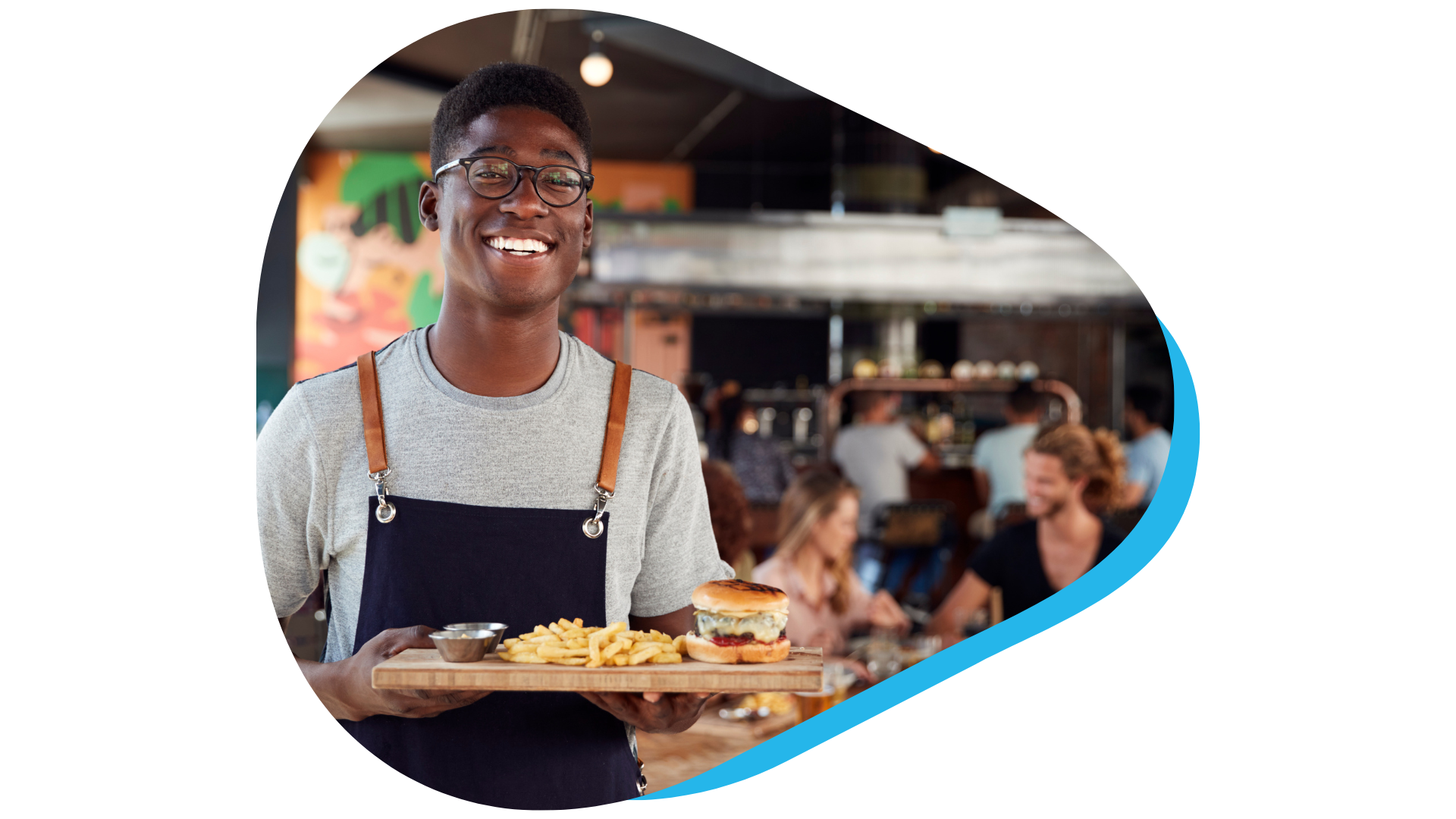 Restaurant waiter serving food