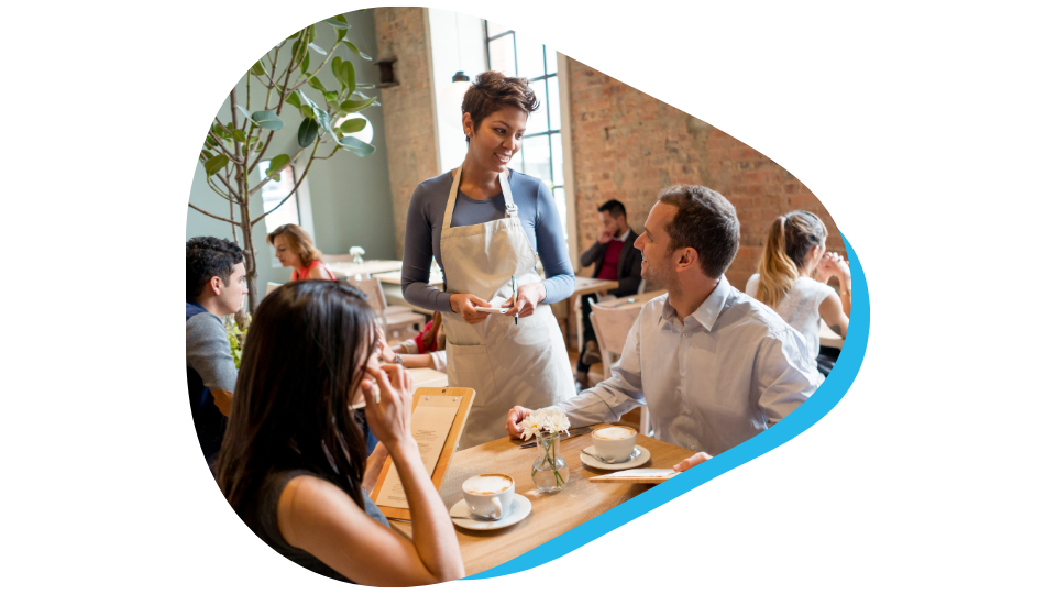 Restaurant waitress serving customers