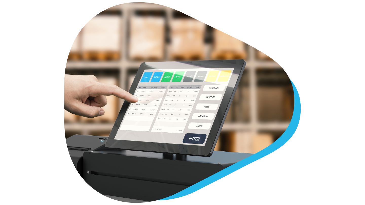 Close up of POS system in restaurant