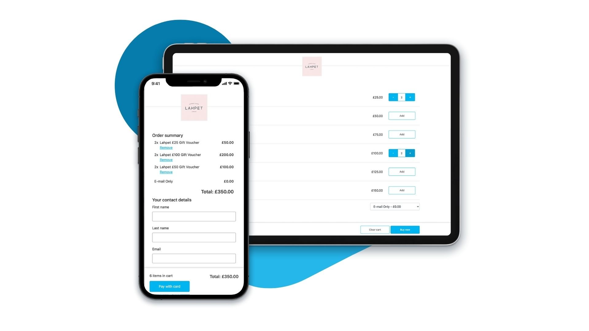 ResDiary pre-order management dashboard on smartphone and tablet