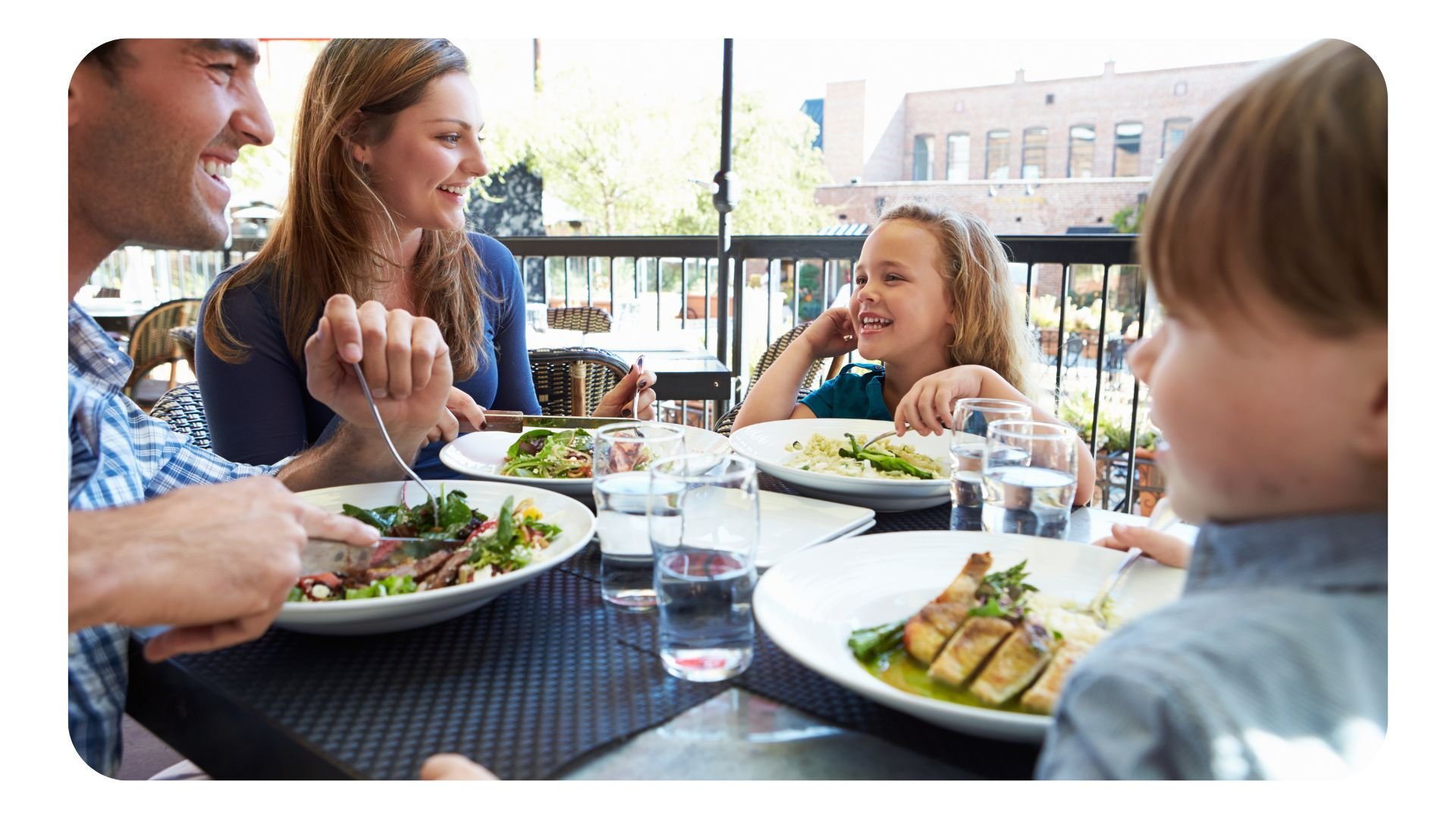 Shot of family dining out in a restaurant