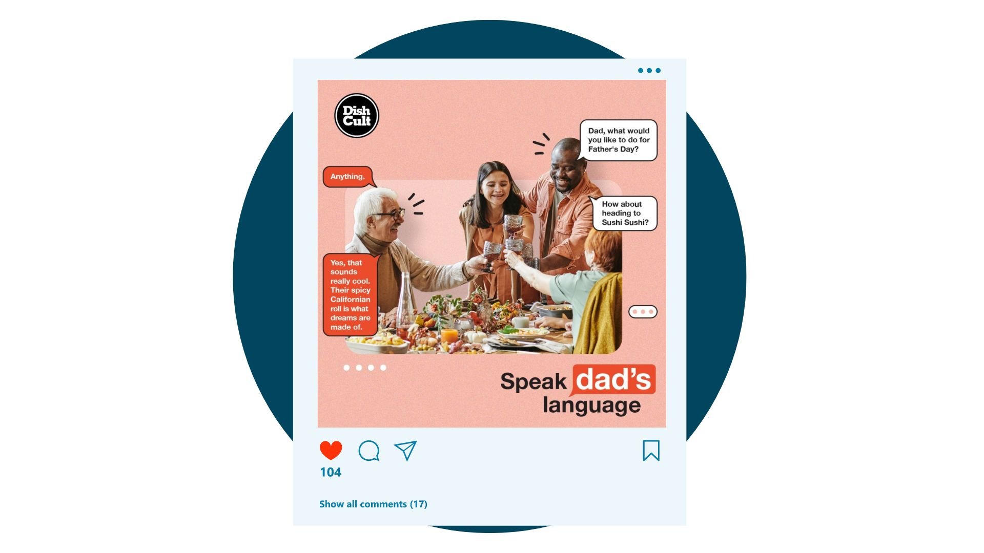 Example of a Father's Day promotion on social media from Dish Cult