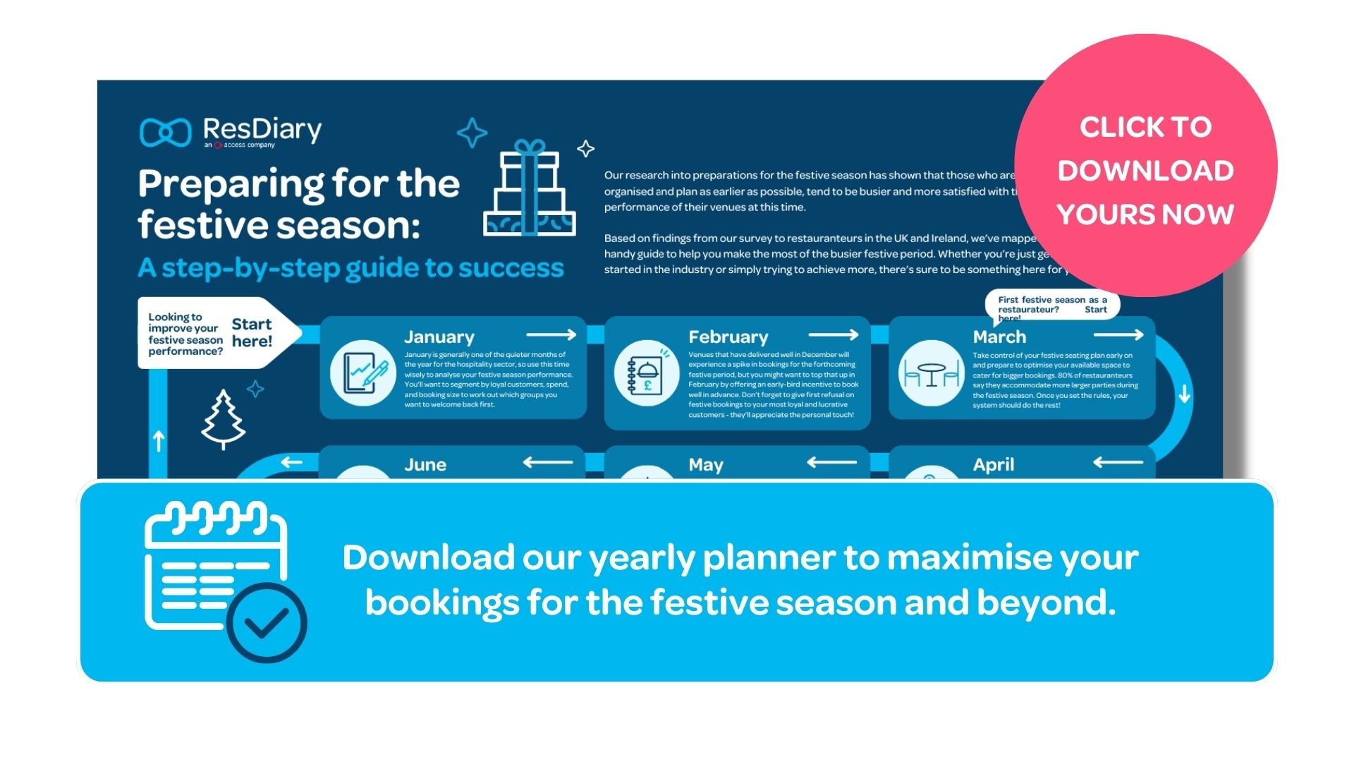 Call to action to download the full ResDiary Festive Season Prep Calendar