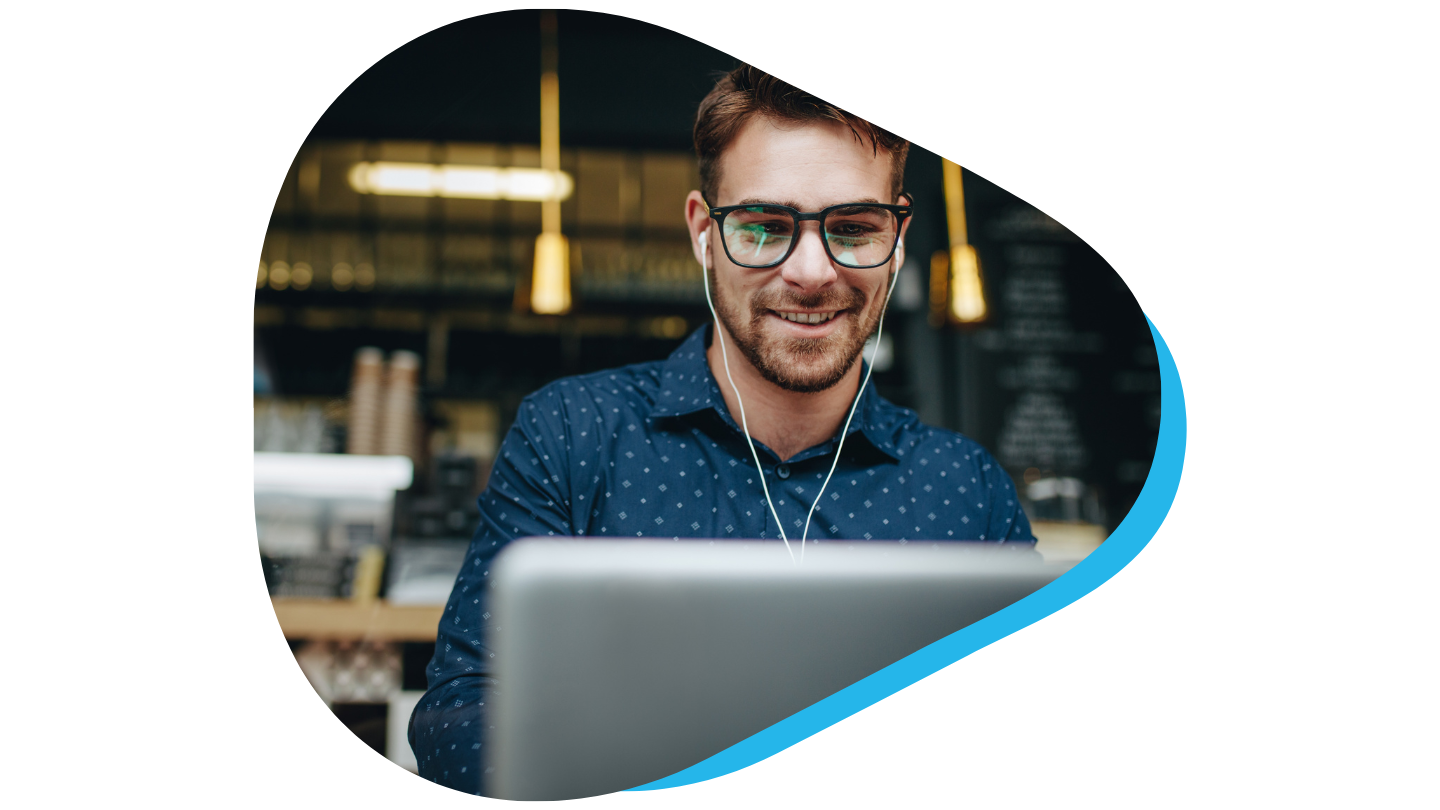 Restaurant manager working on laptop