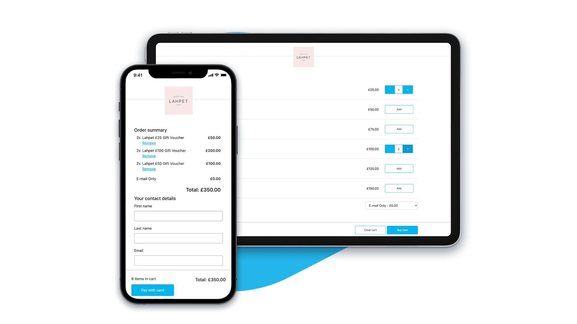 Screenshot of ResDiary pre-orders feature on smartphone and tablet