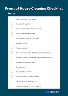Front of House Cleaning Checklist
