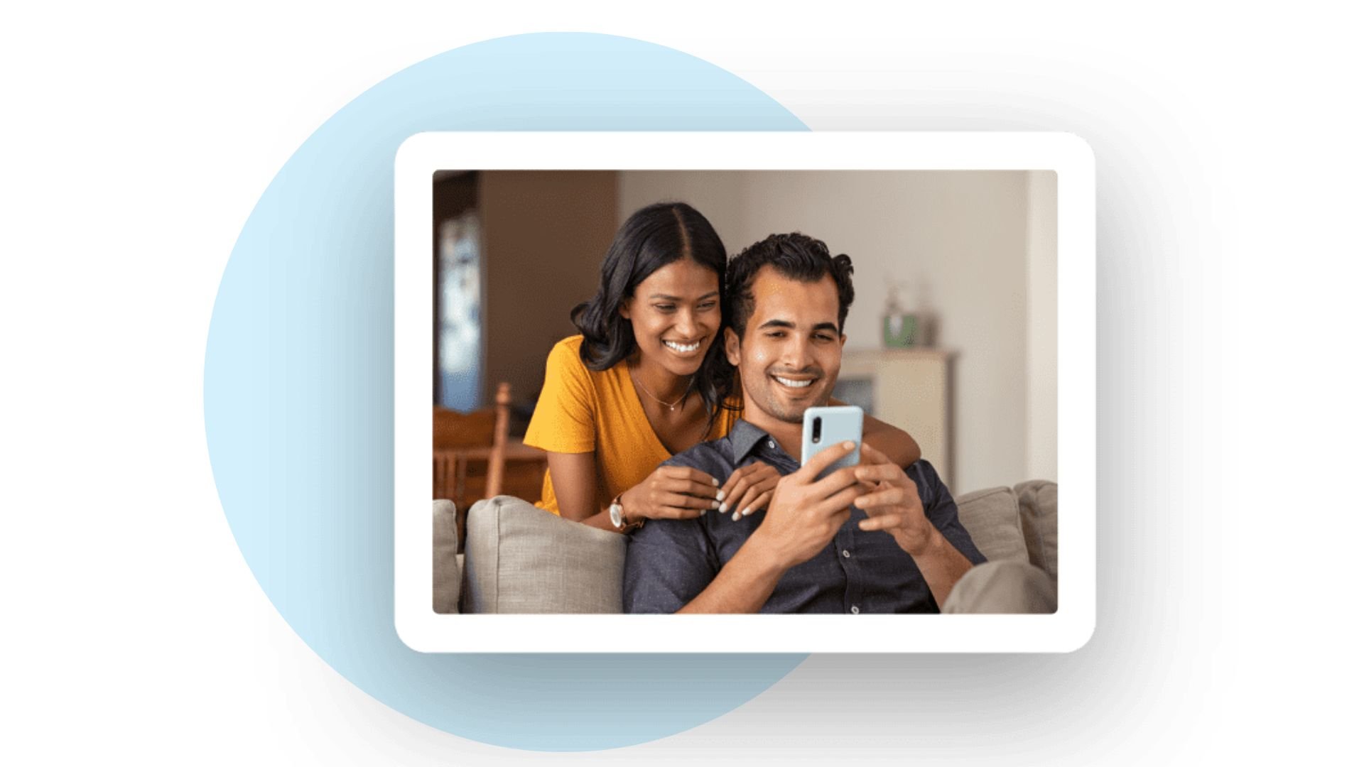 Photo of couple using their smartphone to book a restaurant