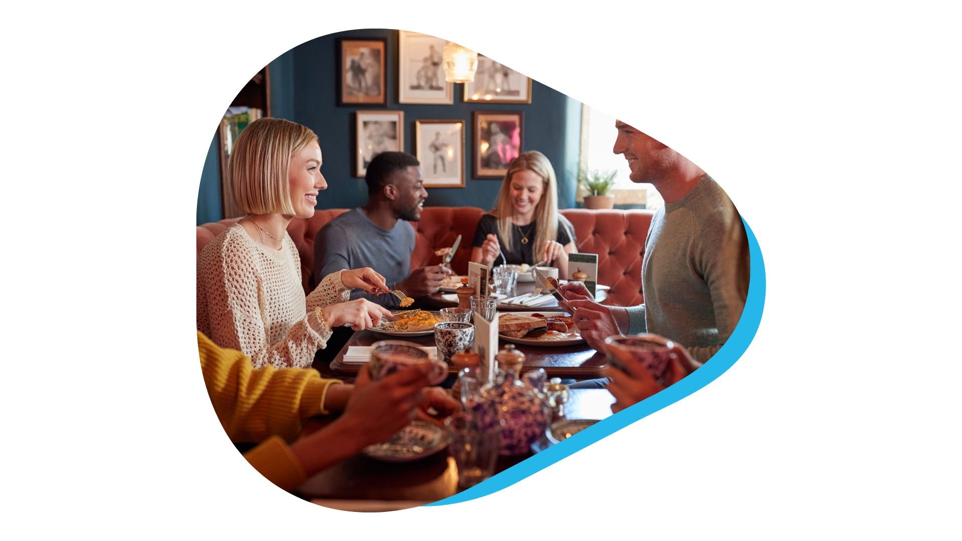 Restaurant customers enjoying a meal