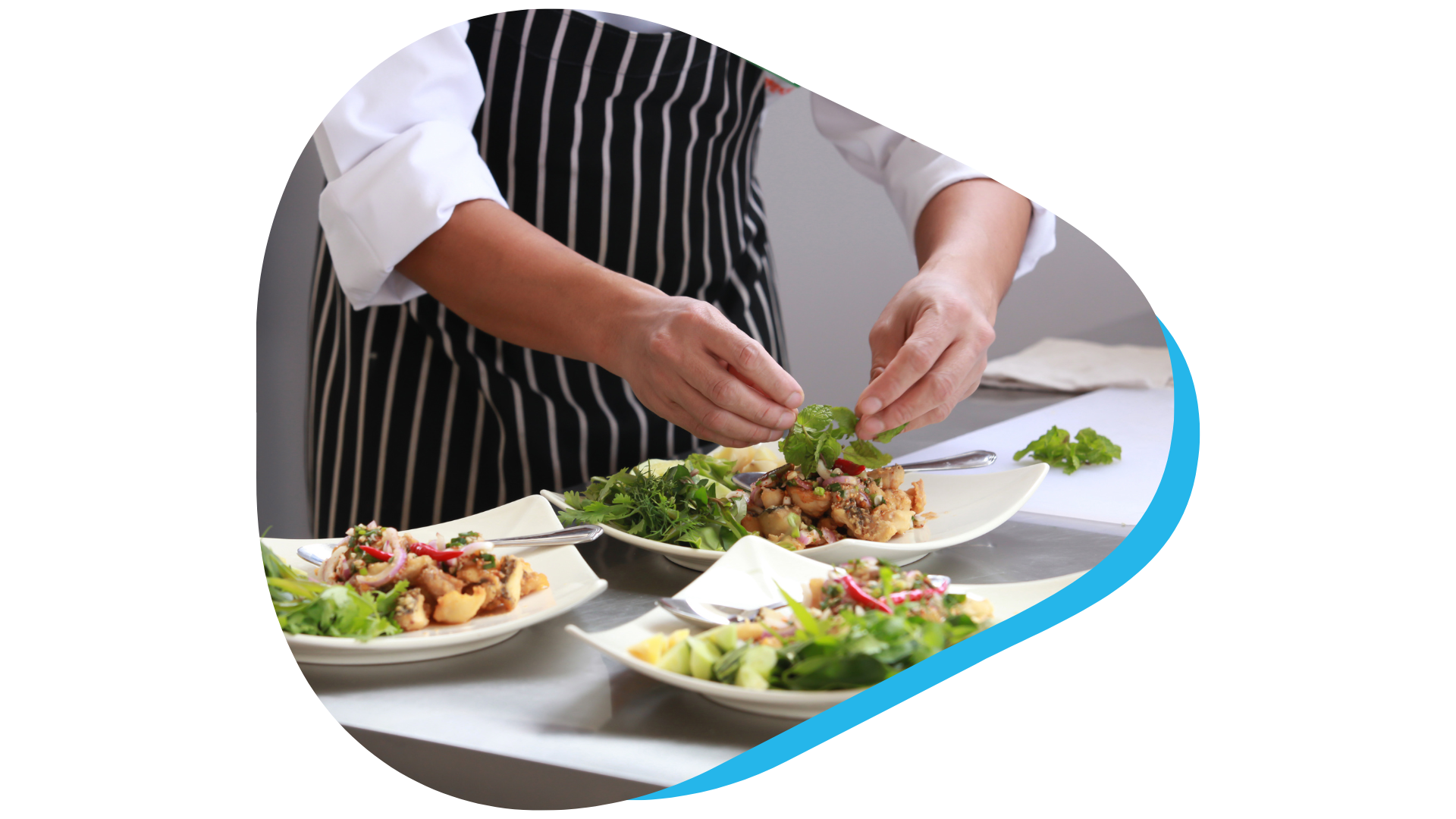 Restaurant kitchen preparing food