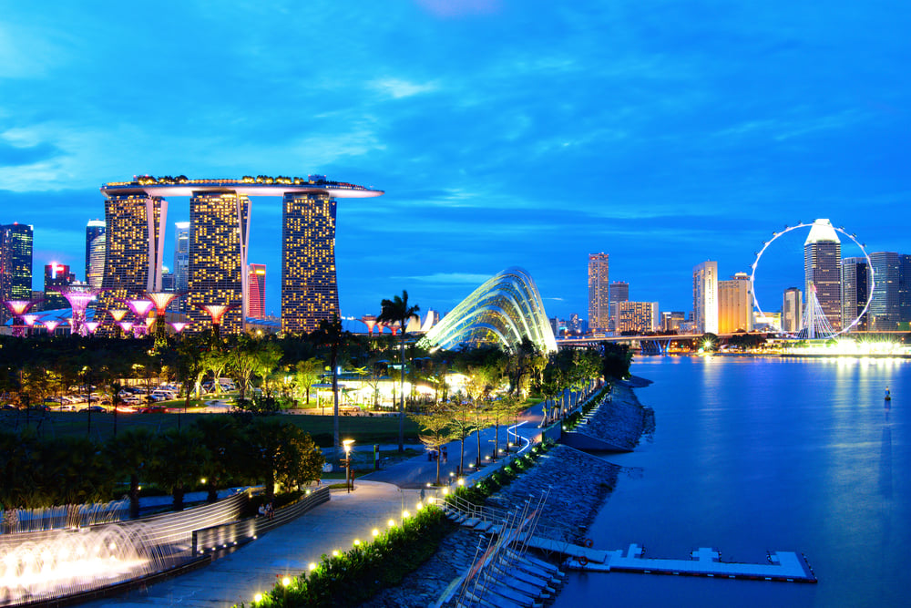 Singapore skyline at night