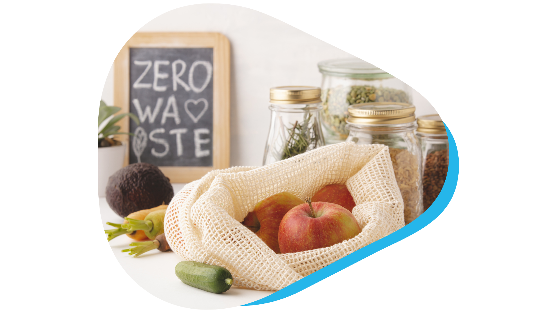 zero food waste sign with fresh produce