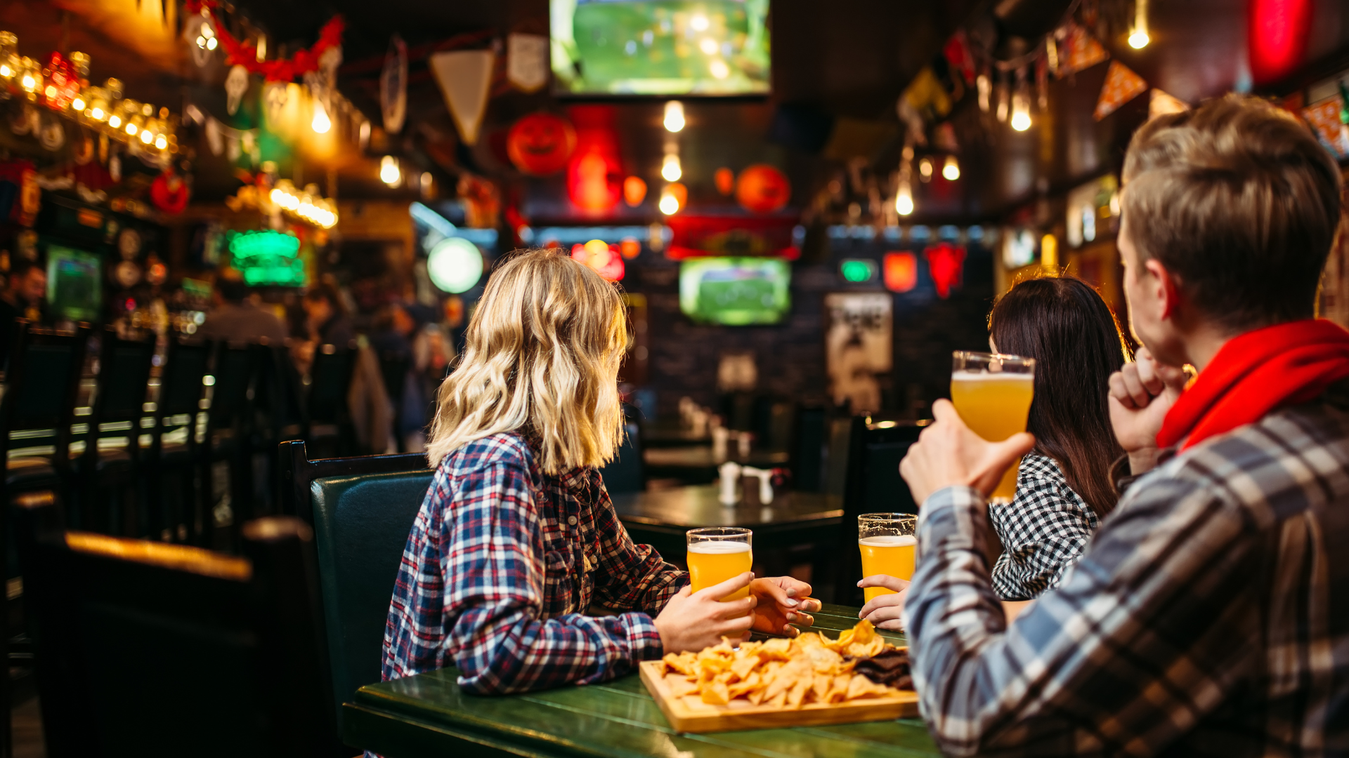 Lively Sports Bar with food and drink