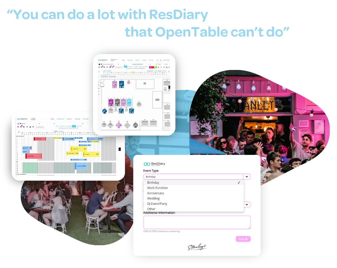 "You can do a lot with ResDiary that OpenTable can't do"